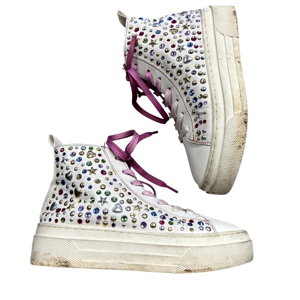 Steve Madden Girls High Top Studded Jewel Sneakers Size 1